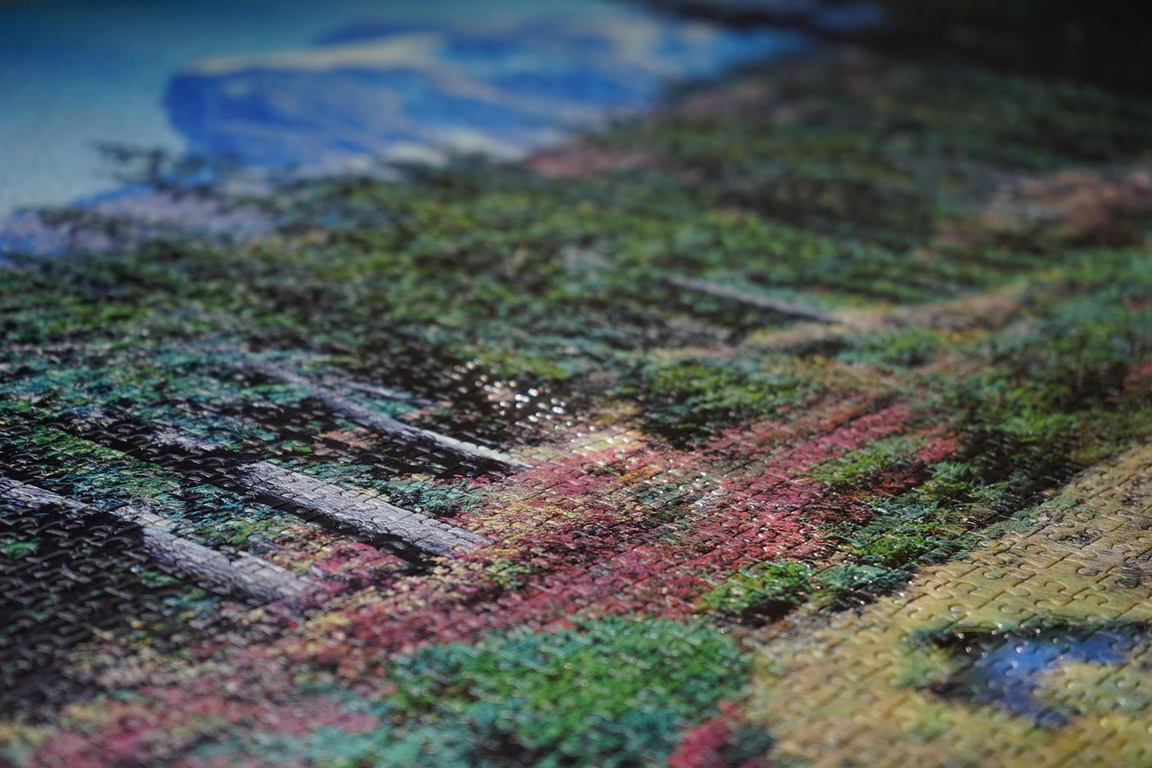 Close view of interlocking puzzle pieces