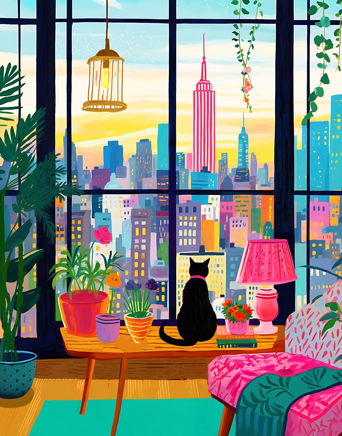 TUMBAUMBA, Puzzle for Adults 1000 Pieces, Cat in New York, Colorful Relaxing Jigsaw Puzzle